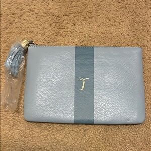 Light Blue Leather Clutch with Tassel